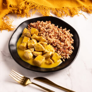 Peito de frango na mostarda com arroz cateto integral