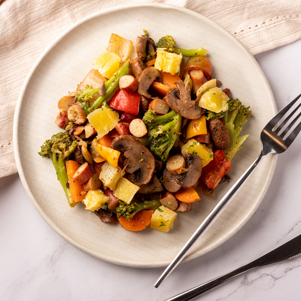 Entrevero de pinhão vegano com aipim