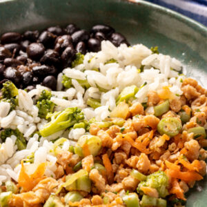 Picadinho vegano com proteina de soja e feijão preto